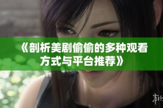 《剖析美劇偷偷的多種觀看方式與平臺推薦》