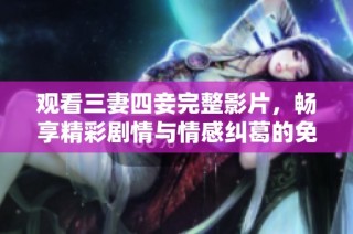 觀看三妻四妾完整影片，暢享精彩劇情與情感糾葛的免費(fèi)體驗(yàn)