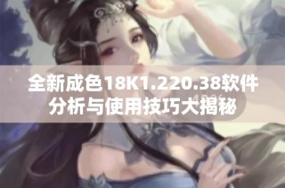 全新成色18K1.220.38軟件分析與使用技巧大揭秘